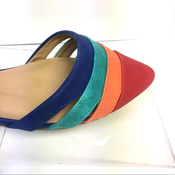 Last Pair! Color Block Slingback Flats Faux Suede - Picture 2 of 6